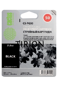 Картридж струйный Cactus CS-PG50 черный (18 мл) для Canon Pixma MP150/MP160/MP170/MP180/MP450/MP460/iP2200/MX300/MX310/JX200/JX210/JX210p/JX500/JX510/JX510P