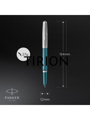 Ручка перьевая Parker 51 Core (CW2123506) Teal Blue CT F сталь нержавеющая подар.кор.