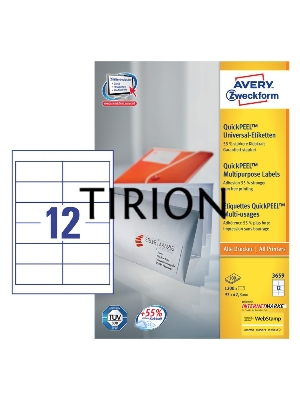 Этикетки самоклеящиеся Avery Zweckform 3659 A4, 97x42.3 мм, 12 шт, универсальная, 70 г/м2, 100 л, покрытие матовое, белый