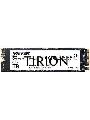 Накопитель SSD Patriot P300, 1000GB, PCIe 3.0 x4, M.2 2280, NVMe, R/W 2100/1650