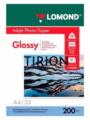 Фотобумага LOMOND Одностороняя Глянцевая, 200г/м2,A4 (21X29,7)/25л. для струйной печати