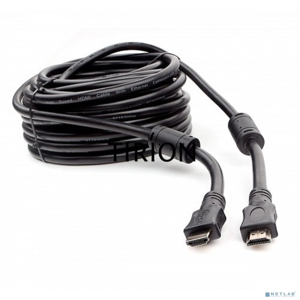 Кабель HDMI Cablexpert CCF2-HDMI4-15M, 19M/19M, v2.0, медь, позол.разъемы, экран, 2 фер.кольца, 15м, черный, пакет