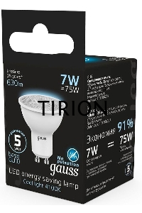 Лампа светодиодная LED MR16 GU10 7Вт 4100К 1/10/100 Gauss 101506207