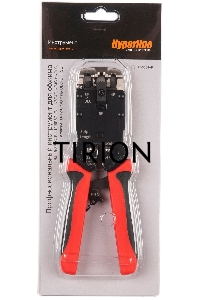 Инструмент обжимной Hyperline HT-3008AR для RJ-45/RJ-12/RJ-11 (упак:1шт) черный/красный