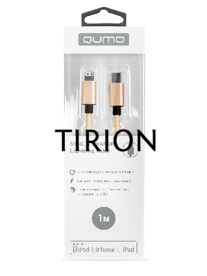 Кабель Qumo MFI, Type-С -  Apple 8 pin, 1м, Type-C, 5В, 2,4А, 12W, нейлоновая оплетка, металлический коннектор, золото