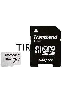 Флеш карта Micro SecureDigital 64Gb Transcend Class 10 TS64GUSD300S-A{MicroSDXC Class 10 UHS-I, SD adapter}