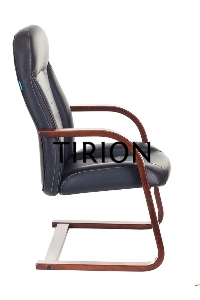 Кресло Бюрократ T-9923WALNUT-AV/BL низкая спинка черный кожа