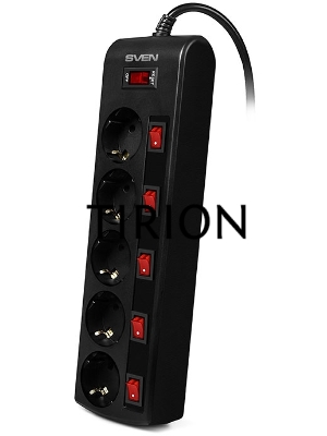 Сетевой фильтр Sven SF-05PL 3,0 м (5 розеток) черный 