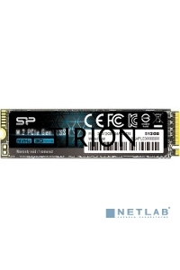 Накопитель SSD Silicon Power P34A60, 512GB, M.2 2280, PCIe 3.0 x4, NVMe, R/W 2200/1600