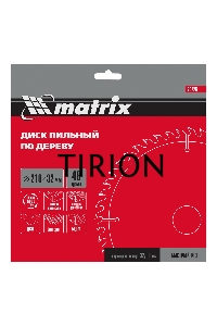 Пильный диск MATRIX по дереву, 210x32мм, 48 зубьев + кольцо 30/32 MATRIX Professional 73226