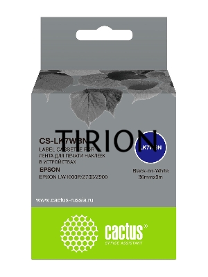Картридж ленточный Cactus CS-LK7WBN черный шрифт, белый фон (36 мм, 9 м) для Epson LW1000P/Z700/Z900
