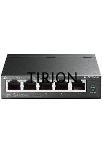 Коммутатор 5-Port 10/100Mbps Unmanaged Switch with 4-Port PoE, meta case, desktop mount, PoE budget 41W.