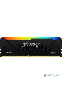 Оперативная память Kingston Fury Beast, DDR4, 16GB (1x16GB), 3200MHz, CL16, радиатор, RGB, чёрный