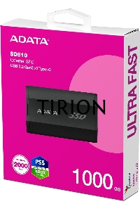Внешний накопитель SSD ADATA 1Tb SD810 USB Type-C (2000/2000 Mb/s) metal case black (SD810-1000G-CBK)