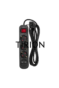 Удлинитель STANDARD 3 гнезда, 3м, 3х1,0мм², с/з, с выключателем, 2 USB, черный REXANT