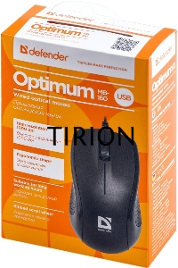 Мышь проводная Defender Optimum MB-160 черный, 1000 dpi, USB, кнопки - 3