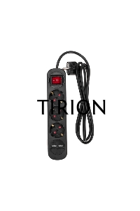 Удлинитель STANDARD 3 гнезда, 1,5м, 3х1,0мм², с/з, с выключателем, 2 USB, черный REXANT