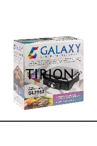 Гриль электрический Galaxy Line GL 2961, черный с серебристым, механическое управление, 2200 Вт, мраморное керамическое покрытие рабочей поверхности, корпус из нержавеющей стали, индикаторы сети и нагрева, регулятор температуры, лопатка и емкости для сбор