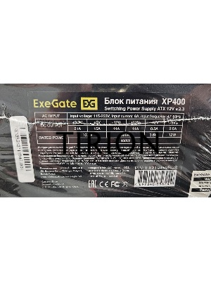 (Поврежденный товар, битый) Блок питания 400W Exegate XP400, ATX, black, 12cm fan, 24+4pin, 3*SATA, 1*FDD, 2*IDE
