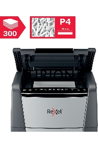 Шредер Rexel Optimum AutoFeed 300X черный с автоподачей (секр.P-4)/фрагменты/300лист./60лтр./скрепки/скобы/пл.карты