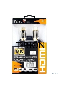 Кабель HDMI 19M/M,ver. 2.1, 8K@60 Hz 2m метал разъемы, нейлоновая оплетка Telecom <TCG300-2M>