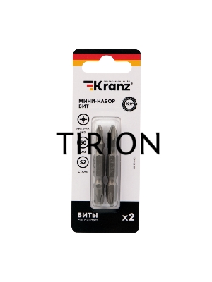 Мини-набор бит KRANZ PH2xPH2, PH1xPH3-50 мм (2 шт./уп.)