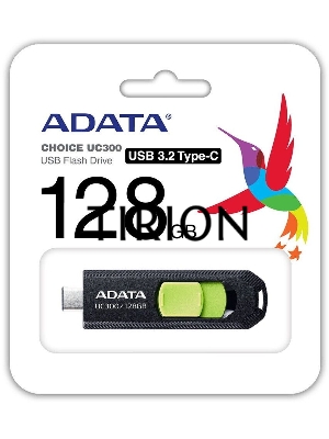 Флеш диск A-Data 128Gb Type-C UC300 ACHO-UC300-128G-RBK/GN USB3.2 черный/зеленый