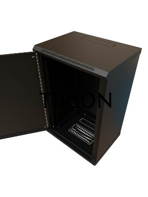 Шкаф коммутационный WRline (WR-TW-1866-SR-RAL9004) настенный 18U 600x600мм пер.дв.металл 2 бок.пан. 60кг черный 520мм 908мм IP20 сталь