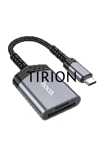 Картридер Type-C (OTG) Hoco UA25, 2в1: SD, TF (MicroSD), кабель 19см, алюминий