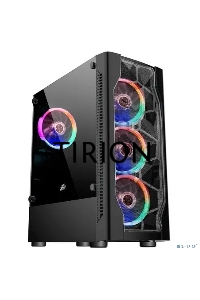 Компьютерный корпус 1STPLAYER D4-BK-4G6 DK D4 BLACK / ATX, tempered glass, metal mesh / 4x 120mm LED fans inc. / D4-BK-4G6