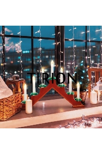 Горка новогодняя 7 свечек корпус красн. свечение тепл. бел. Neon-Night 501-082