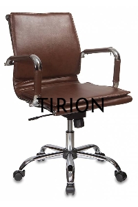 Кресло руководителя Бюрократ CH-993-Low/Brown коричневый, низкая спинка, искусственная кожа, крестовина хромированная