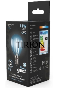 Лампа филам. Gauss Filament 11Вт цок.:E14 шар 220B 4100K св.свеч.бел.ней. (упак.:10шт) (105801211)