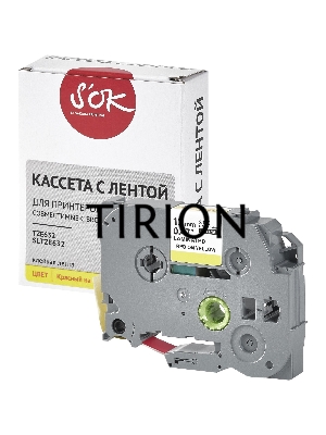 Кассета с лентой S'OK by Sakura Printing TZE632 для Brother,  красный на желтом, 12мм/8м , наклейка