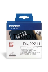 Пленочная клеящаяся лента Brother DK22211 29 мм x 15.24 м, черный шрифт, белый фон