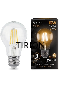 Лампа филам. Gauss 10Вт цок.:E27 шар 220B 2700K св.свеч.бел.теп. A60 (упак.:10шт) (102802110)