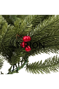 Еловый шлейф с ягодами и гирляндой NEON-NIGHT 1.8 м, 30 LED, 31 В, литой, теплое белое свечение