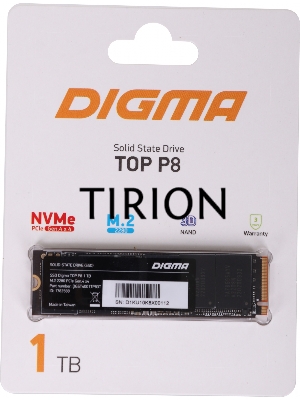 Накопитель SSD Digma Top P8, 1024Gb, PCIe 4.0 x4, M.2 2280, NVMe, R/W 7200/6000