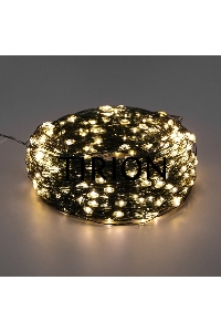 Гирлянда Роса с контроллером 100м, 1000LED, IP20, 230В, зеленый провод, теплое белое свечение