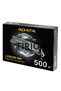 Накопитель SSD ADATA LEGEND 860, 500Gb, PCIe 4.0 x4, M.2 2280, NVMe, R/W 5000/3000, с радиатором