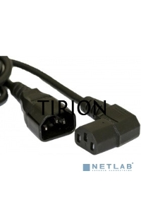 Кабель питания Hyperline PWC-IEC13A-IEC14-1.8-BK  монитор-компьютер IEC 320 C13 (угловая) - IEC 320 C14 (3x0.75), 10A, прямая вилка, 1.8м, цвет черный