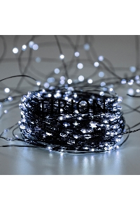 Гирлянда Роса с контроллером 20м, 200LED, IP20, 230В, зеленый провод, белое свечение 