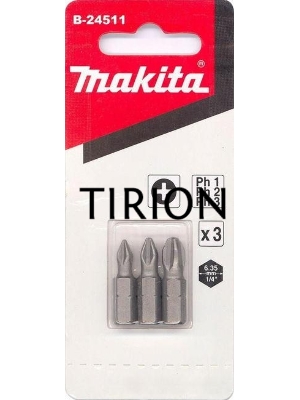 Набор бит MAKITA B-24511Рh1,Ph2,Ph3, 25мм, 3шт.