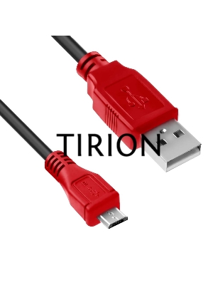 Кабель1.0m USB 2.0, AM/microB 5pin, черный, красные коннекторы Кабель1.0m USB 2.0, AM/microB 5pin, черный, красные коннекторы