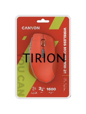 Мышь беспроводная Canyon MW-21 оранжевый, 1600 dpi, радиоканал, USB, кнопки - 7