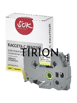 Кассета с лентой S'OK by Sakura Printing TZEFX641 для Brother,  черный на желтом, 18мм/8м , наклейка