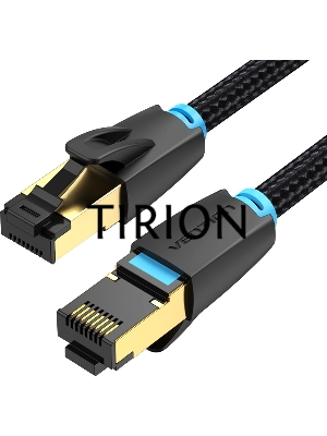 Патч-корд Vention прямой SFTP cat.8 RJ45 - 2м. Черный Тканевая оплетка