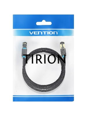 Патч-корд Vention прямой SFTP cat.8 RJ45 - 2м. Черный Тканевая оплетка