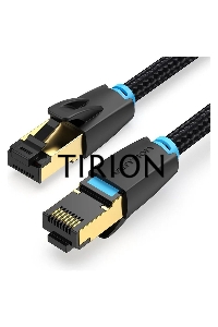 Патч-корд Vention прямой SFTP cat.8 RJ45 - 3м. Черный Тканевая оплетка