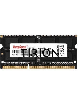 Оперативная память KingSpec, DDR3L, 4GB (1x4 GB), 1600 MHz, CL11, SO-DIMM